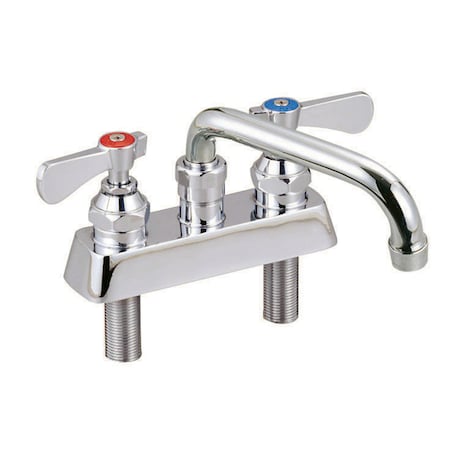 Bk Resources Optiflow Solid Body Faucet, 16" Swing Spout, 4" O.C. Deck Mount BKF-4DM-16-G